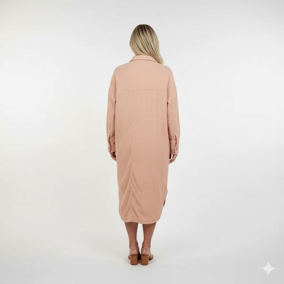 Free People Tan Long Button Down Shacket Dress - Picture 3 of 12